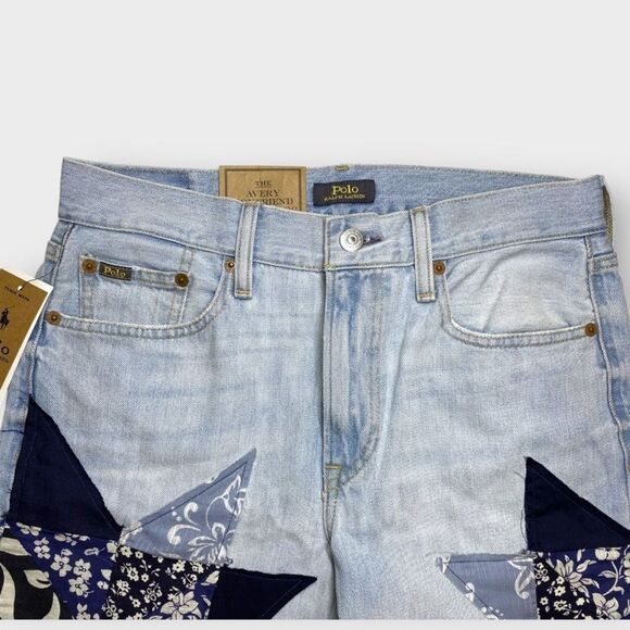 Polo Ralph Lauren Kipton Wash Patchwork Avery Boyfriend Jeans Womens size 28 New - Picture 2 of 11